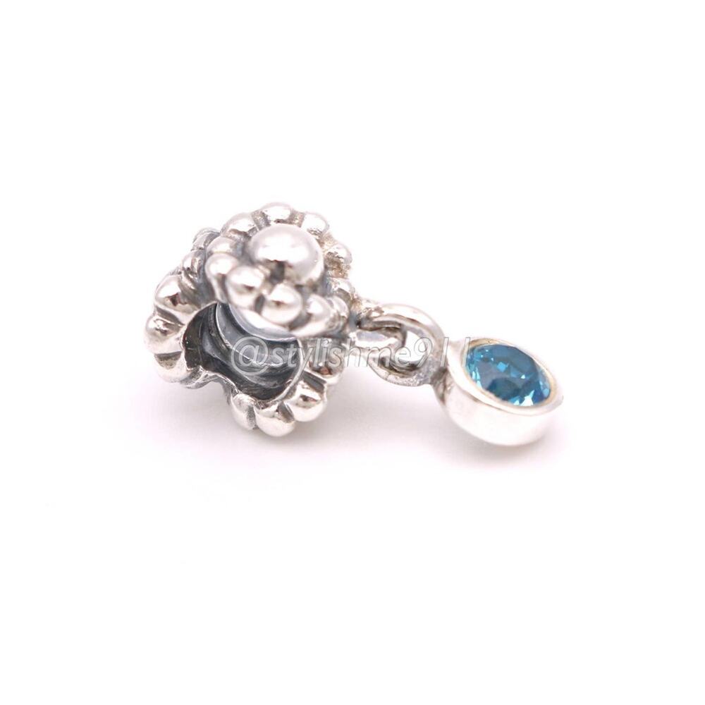 Authentic PANDORA Retired Blue Dew Drop Dangle Charm - Picture 7 of 10